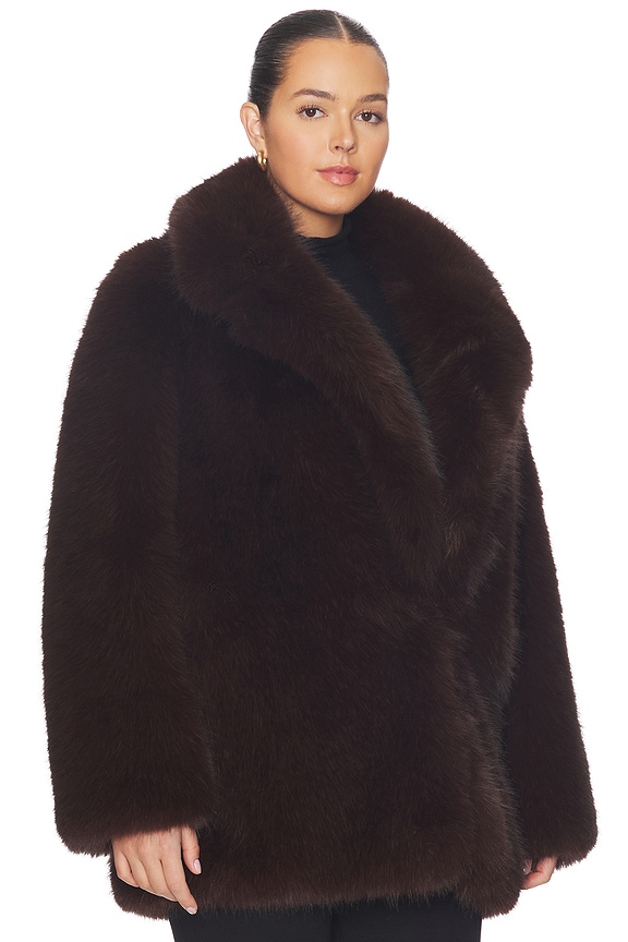 L'Academie Gamine Faux Fur Jacket in Dark Brown | REVOLVE