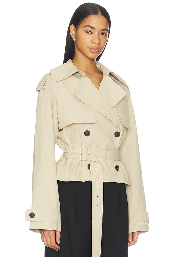 L'Academie Kimmi Cropped Trench Jacket in Taupe | REVOLVE