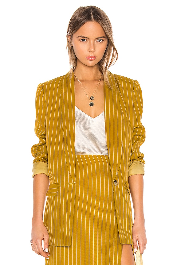 view 1 of 5 The Fleur Blazer in Mustard & White