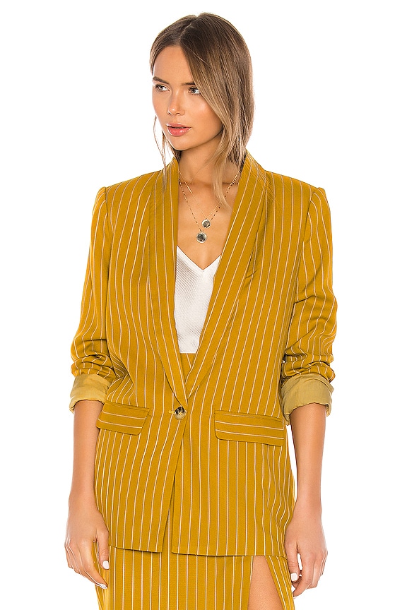 view 2 of 5 The Fleur Blazer in Mustard & White