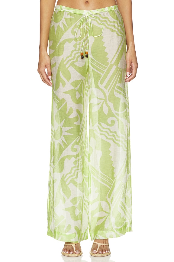 view 1 of 6 PANTALON NYRA in Green Riviera Abstract