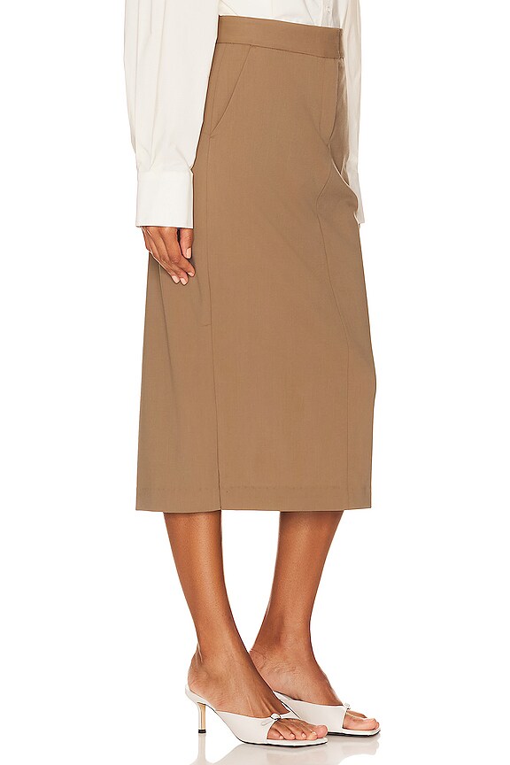 view 2 of 4 The Trouser Midi Skirt in Mocha