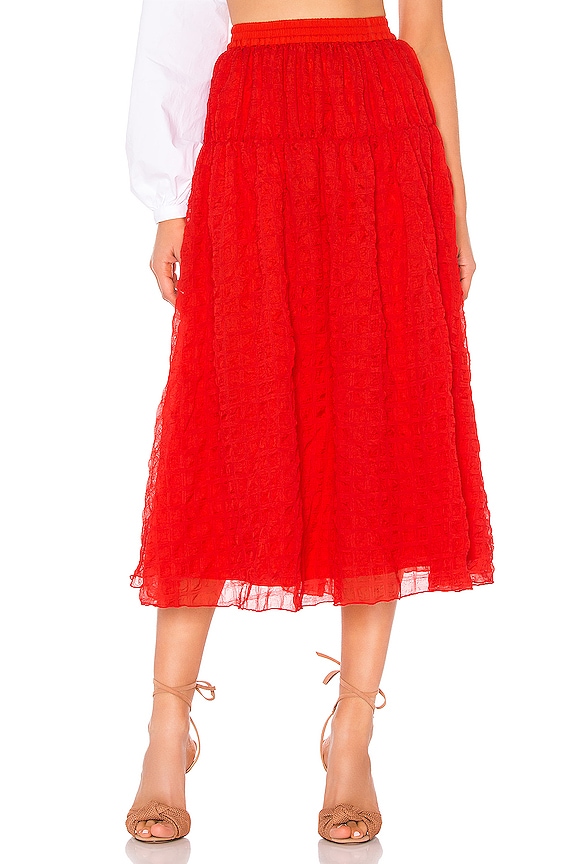 view 1 of 5 FALDA A MEDIA PIERNA DE TALLE ALTO JACQUES in Poppy Red