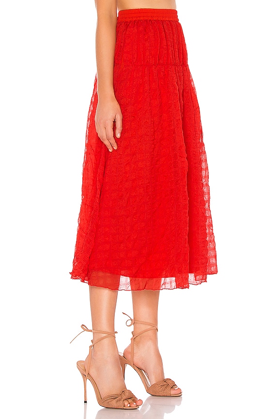 view 2 of 5 FALDA A MEDIA PIERNA DE TALLE ALTO JACQUES in Poppy Red