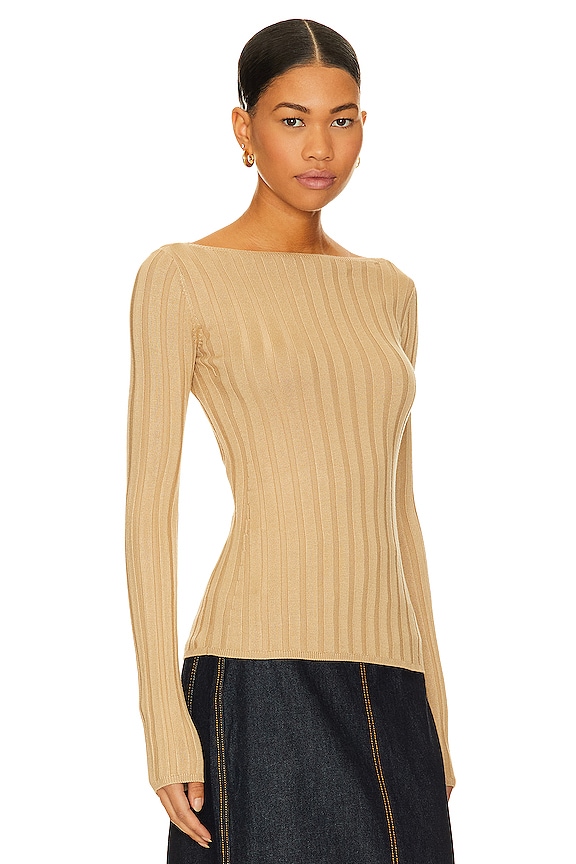 view 2 of 4 x Marianna Kayce Long Sleeve Rib Top in Camel