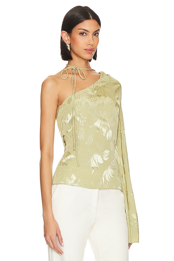 view 2 of 4 Saffron One Shoulder Top in Sage Green