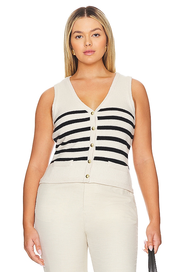 view 2 of 6 by Marianna Calanth Striped Vest in Cream & Black