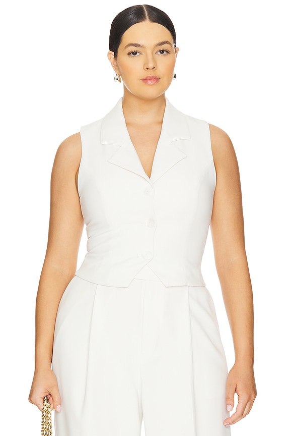 view 2 of 8 By Marianna Carinne Crepe Vest Top in Ivory