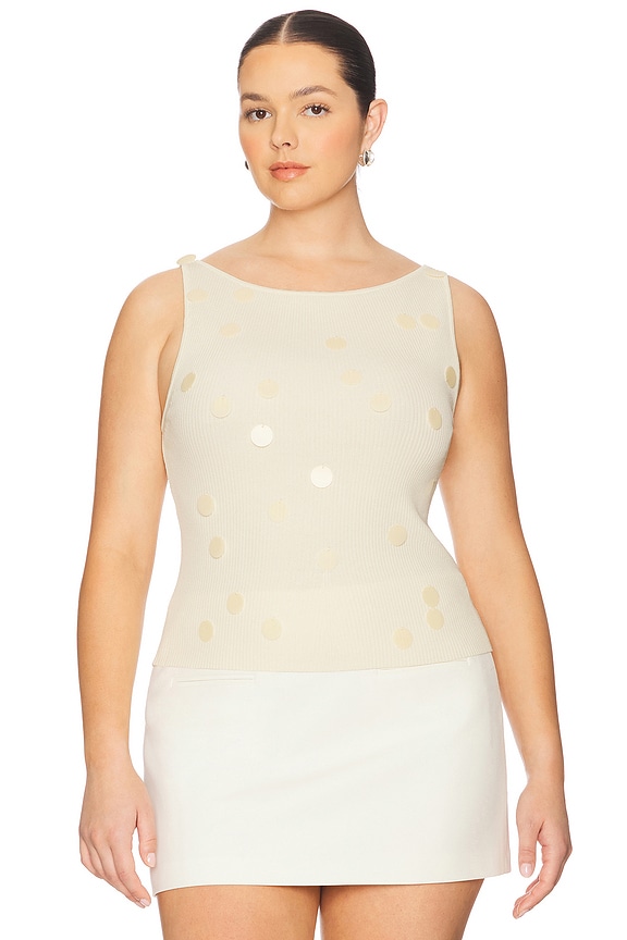view 2 of 9 by Marianna Juliene Matte Paillette Top in Beige