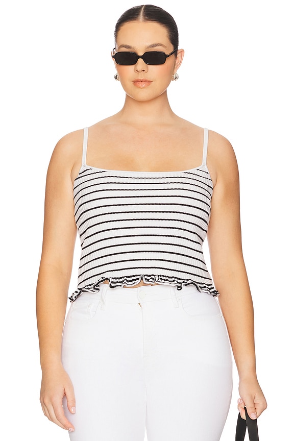 view 2 of 8 by Marianna Nicole Ribbed Tank in Black & White