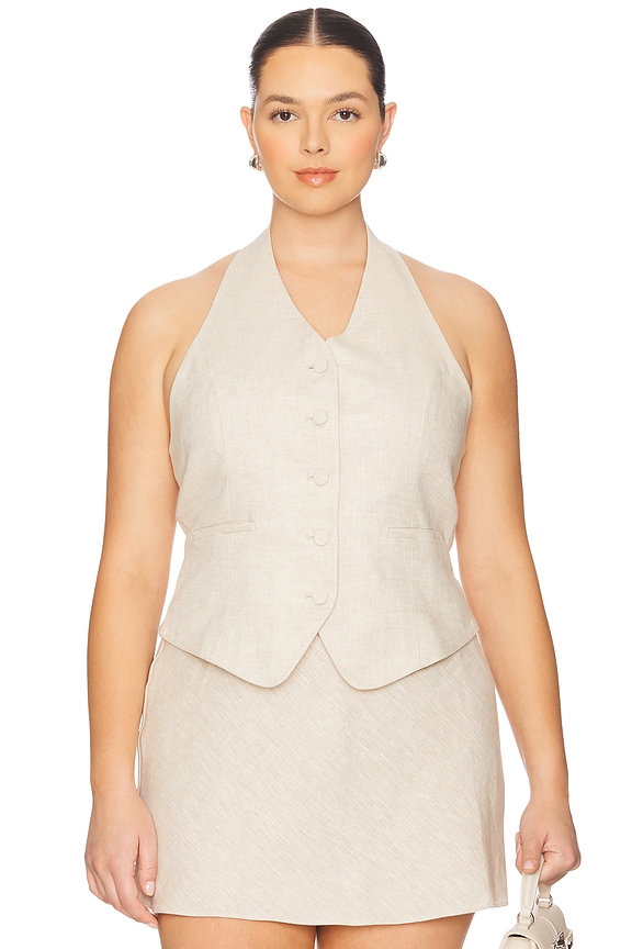 view 2 of 8 by Marianna Uma Linen Top in Natural Beige