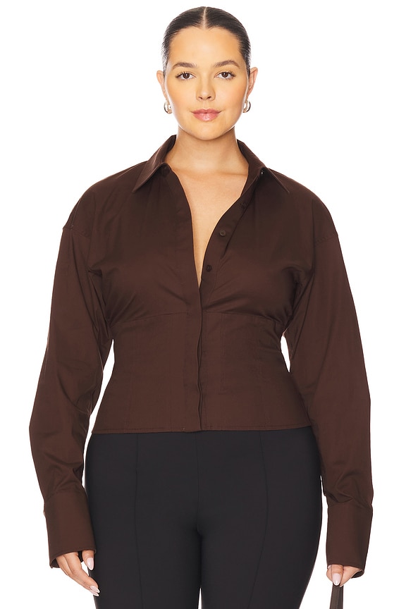 view 2 of 8 by Marianna Elsie Shirt in Chocolate Brown