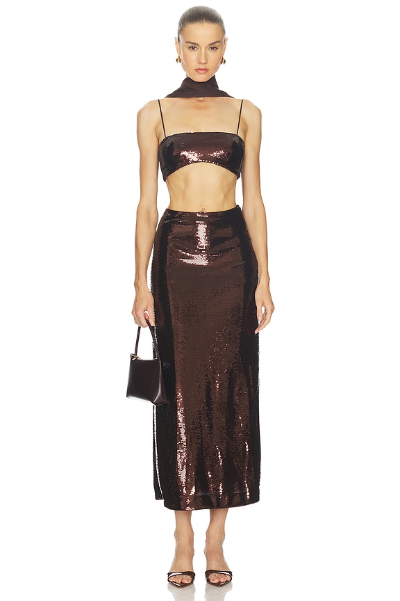 view 1 of 5 By Marianna Veleda Sequin Top in Dark Brown