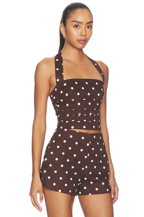 view 2 of 4 Polina Top in Brown & Ivory Dot