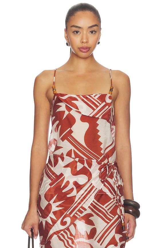 view 1 of 4 Caila Top in Brown Riviera Abstract