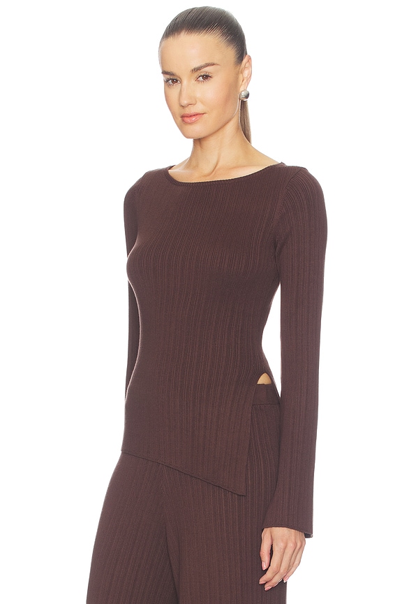 view 2 of 4 Sibylla Rib Knit Top in Chocolate