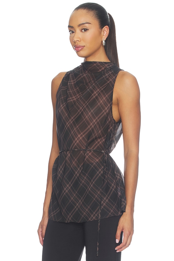 view 2 of 5 Albany Top in Brown Plaid