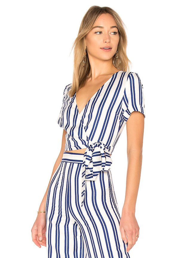 view 2 of 4 The Lani Wrap Top in Ocean Stripe