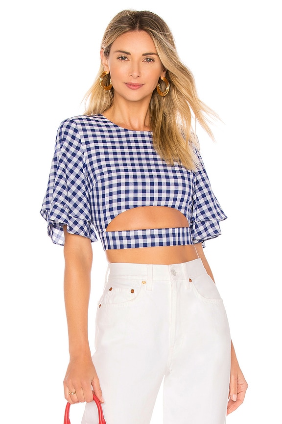 view 1 of 4 BLUSA MANGA CORTA LORENZO in Blue Gingham