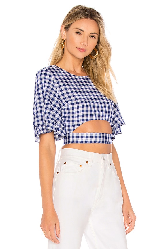 view 2 of 4 BLUSA MANGA CORTA LORENZO in Blue Gingham