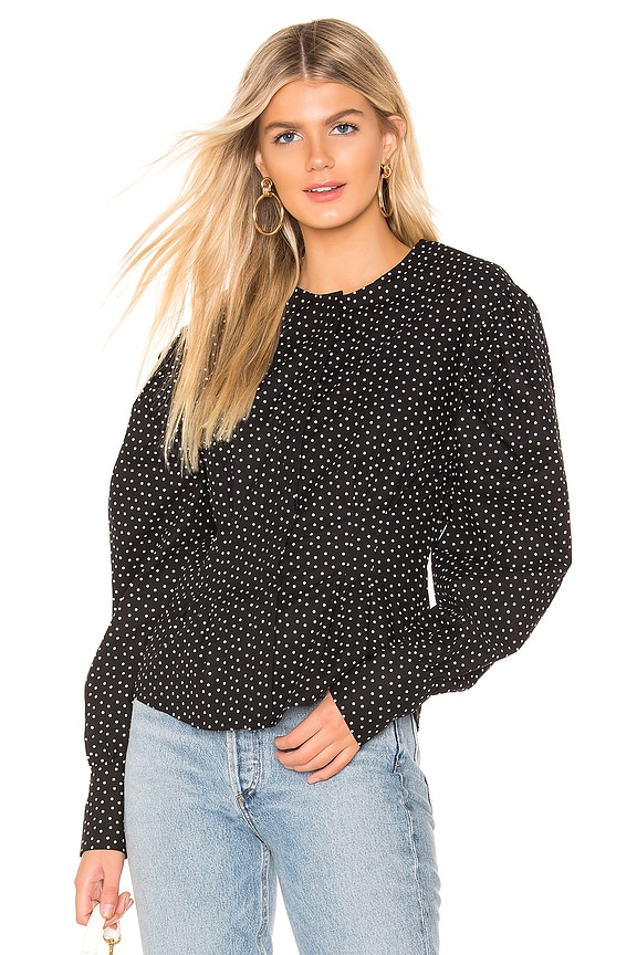view 1 of 5 The Louise Blouse in Black Mini Dot