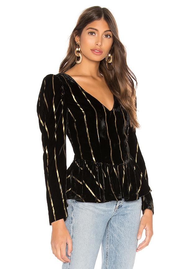 view 2 of 4 The Jackie Blouse in Black & Gold Stripe