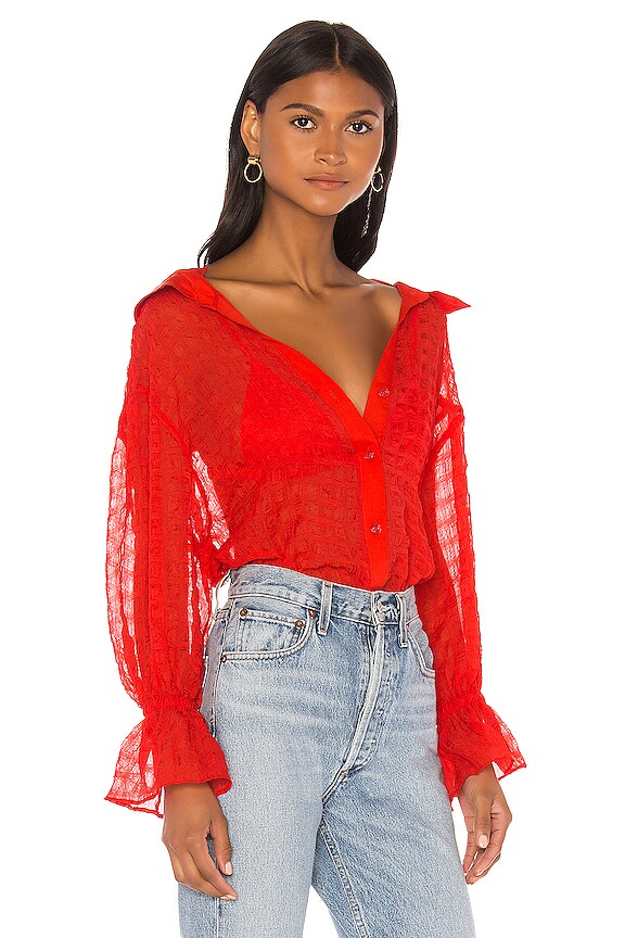 view 2 of 4 The Paulette Blouse in Poppy Red
