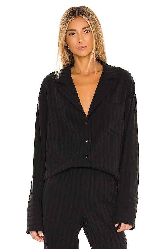 view 1 of 5 Pajama Top With Patch Pocket in Black