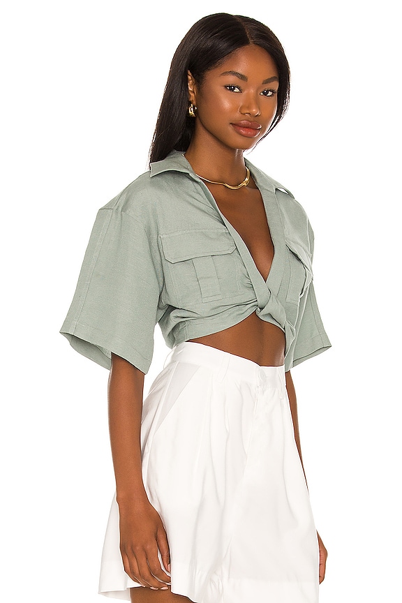 view 2 of 4 УКОРОЧЕННАЯ БЛУЗА CHRISA in Sage Green