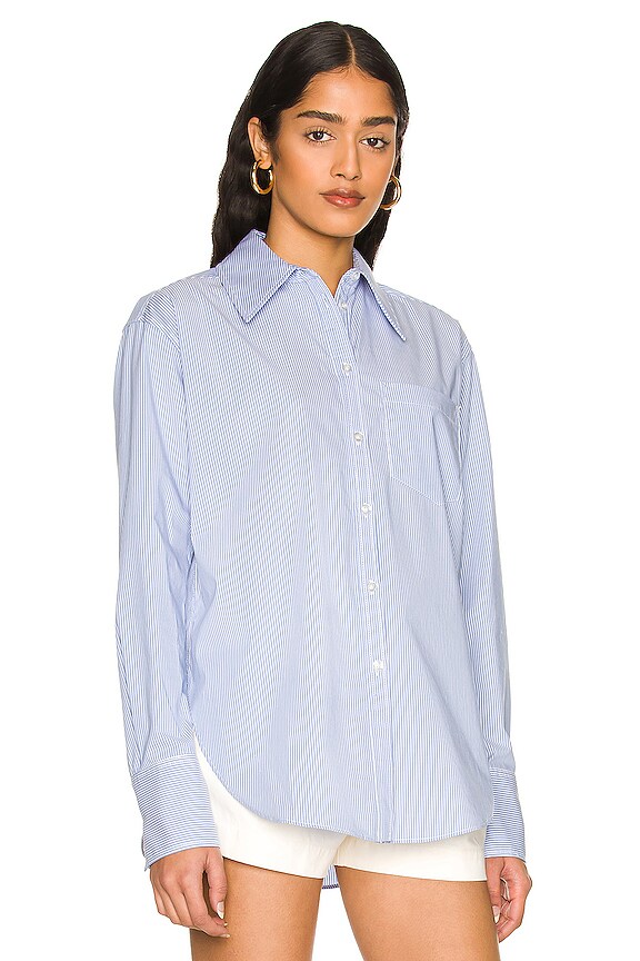 view 2 of 4 Lenae Shirt in Blue & White Stripe