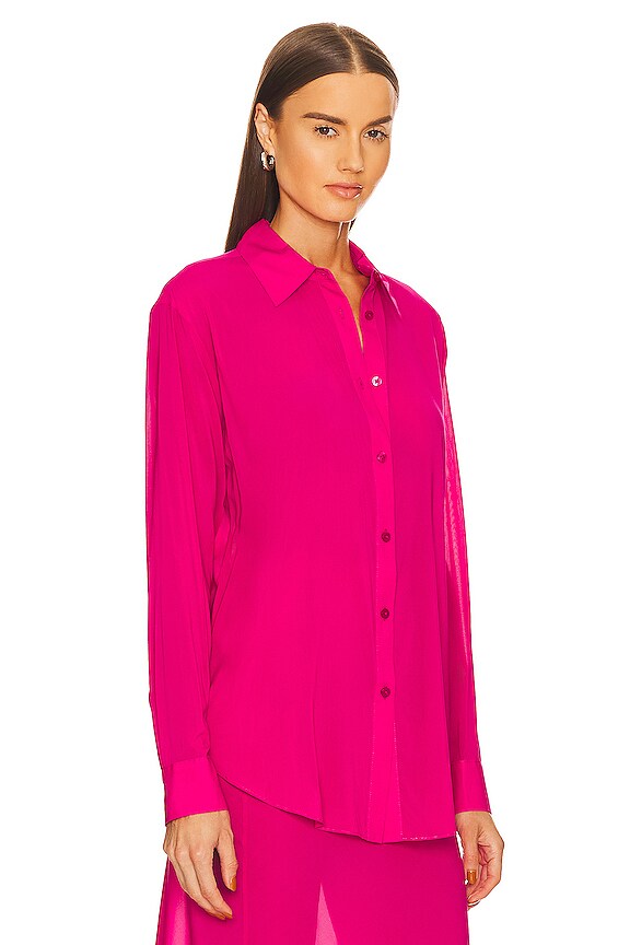 view 2 of 4 Sheer Buttondown Top in Fuchsia Pink