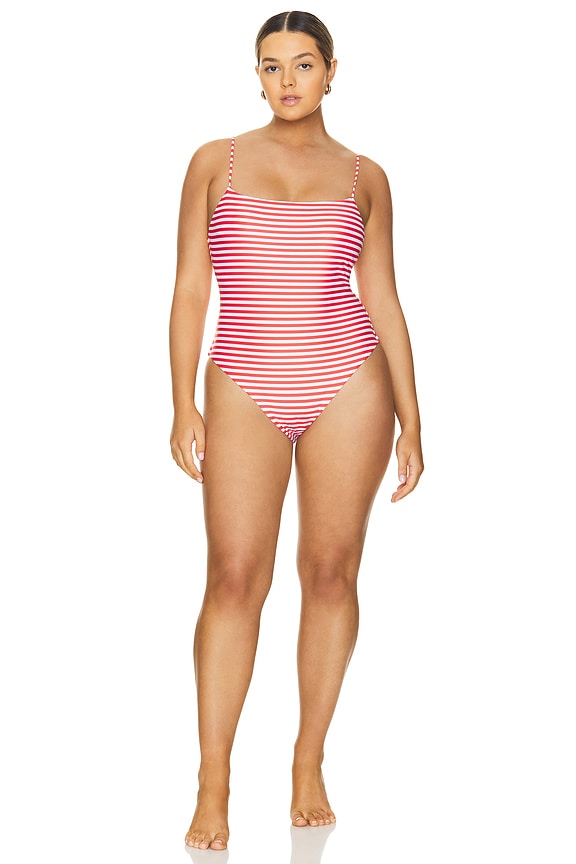 view 2 of 6 by Marianna Cherie One Piece in Red & Ivory Stripe