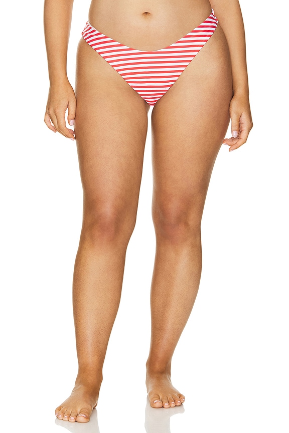 view 2 of 7 BAS DE MAILLOT DE BAIN CHERIE in Red & Ivory Stripe