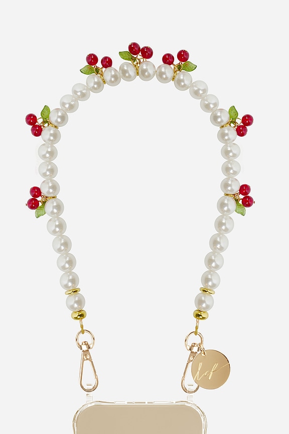 view 2 of 2 CHAINE DE TÉLÉPHONE CHERRY in Pearl White & Cherries