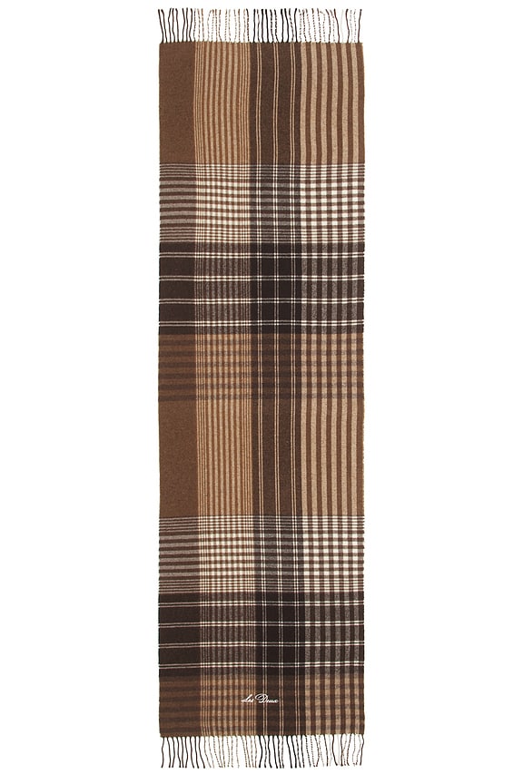 view 2 of 3 Signature Patchwork Check Scarf in Mole Brown