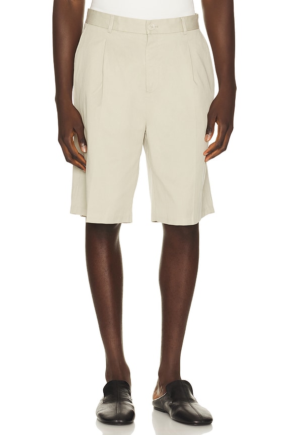 view 1 of 4 Pleated Twill Suit Shorts in Light Sand