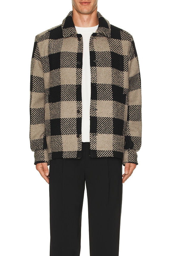 view 3 of 3 Jaiden Boucle Check Overshirt in Desert Taupe & Black