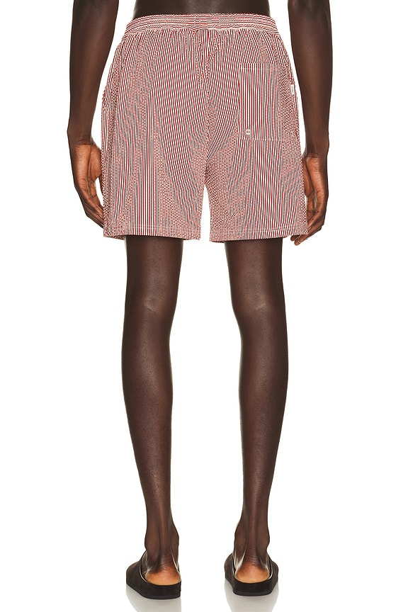 view 2 of 5 Stripe Seersucker Swim Shorts in Rhubarb Red