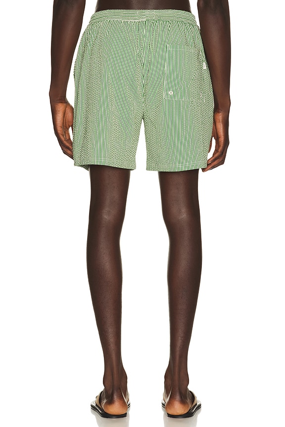 view 2 of 5 Stripe Seersucker Swim Shorts in Artichoke Green