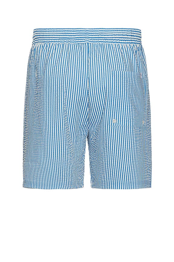 view 2 of 4 Stan Stripe Seersucker Swim Shorts in Washed Denim Blue & Light Ivory