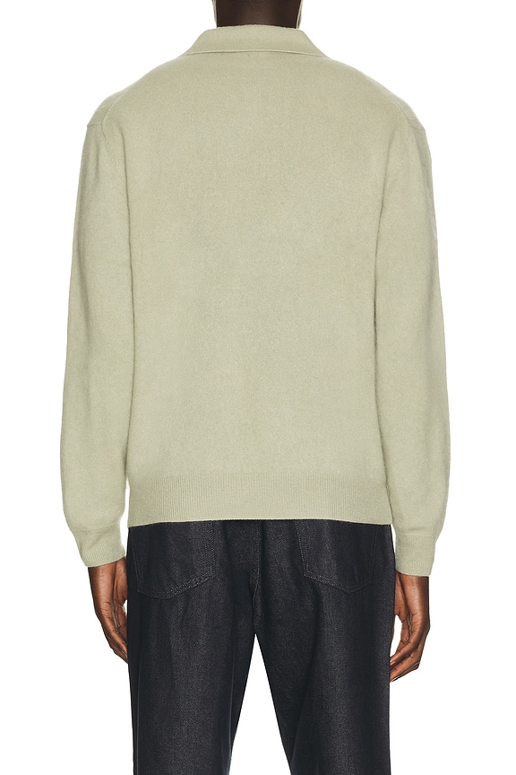 view 2 of 4 Brushed Cashmere Blend Polo Sweater in Sage Green