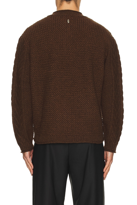 view 2 of 5 Twisted Round Neck Cardigan in Dark Brown