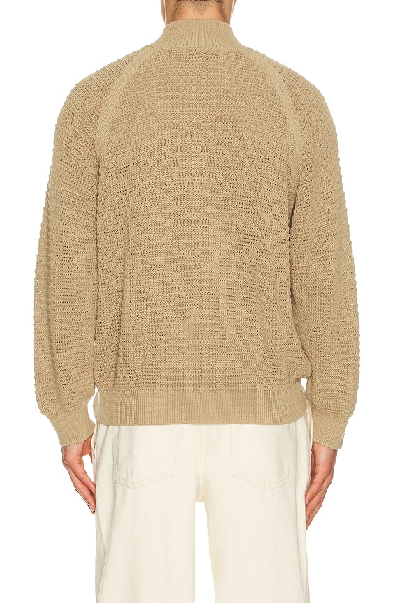 view 2 of 4 Open Knit Zip Up Cardigan in Beige