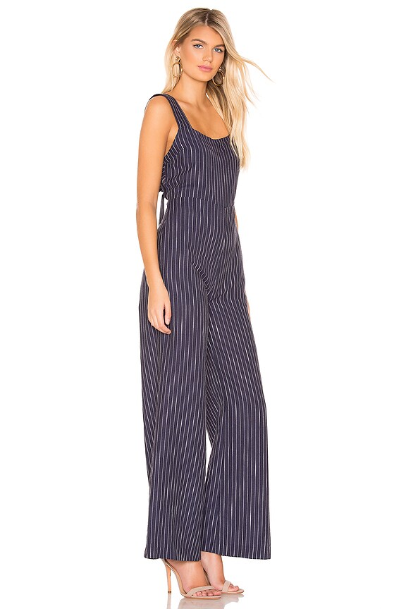 view 2 of 4 Torri Square Neck Jumpsuit in Navy & White
