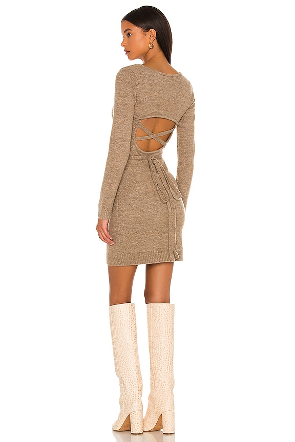 view 1 of 3 Megan Wrap Mini Dress in Mocha