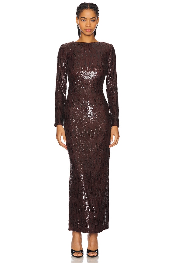 view 2 of 5 Sequins Maxi Dress in Chocolate