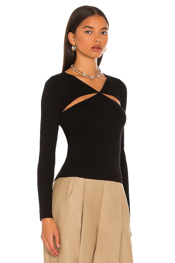 view 2 of 4 Halo Cut Out Sweater Top in Black