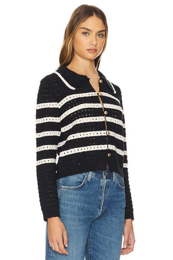 view 2 of 4 Let Me Be Cardigan in Black & Ivory