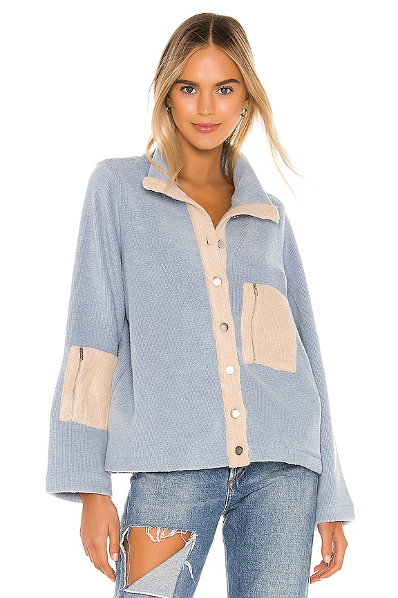 view 2 of 5 Calli Contrast Fleece Jacket in Dusty Blue