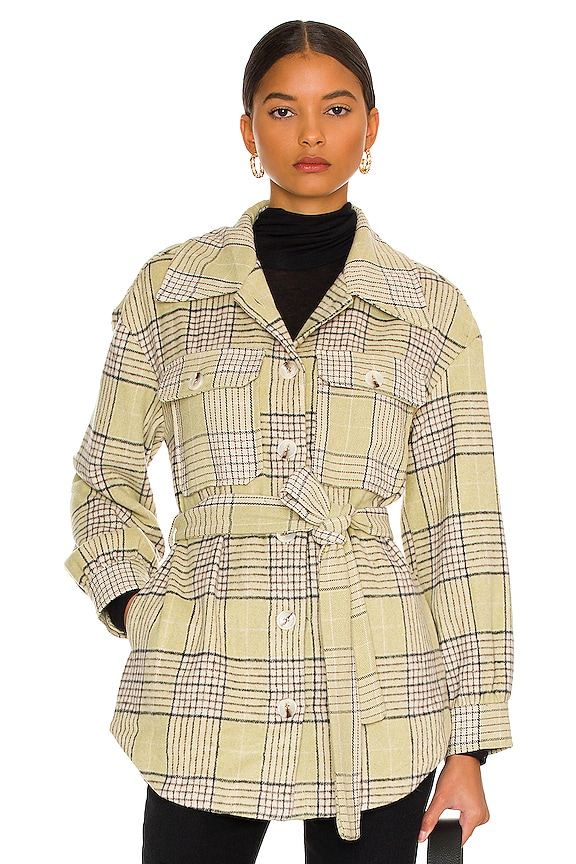 view 2 of 5 Alessandra Belted Shacket in Chartreuse Multi